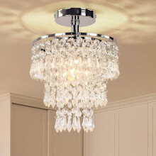 Kristall-Deckenleuchte, 200 x 290 mm, Kronleuchter-Stil, für Wohnzimmer, Chrom-Finish