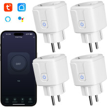 4er-Pack Smart-WLAN-Steckdose, App-gesteuerte Funksteckdose, 16A 3520W Timer-Steckdose für den Heimgebrauch