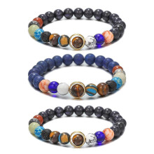 (B) Fashion Unisex Starry Sky Galaxy Bracelet Natural Stones Elastic Wrist Jewelry