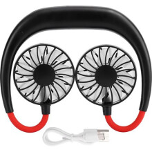 Tragbarer Mini-USB-Nackenventilator mit Aufladbarkeit, 3 Geschwindigkeitsstufen, Schwarz und Rot, leichter, freihändig tragbarer Ventilator