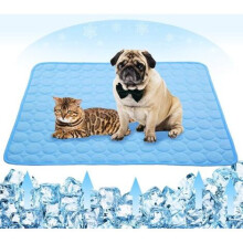 Kühlmatte für Hunde und Katzen, 70 x 56 cm, selbstkühlend, aus Eisseide, wendbar und waschbar, bequemes Haustierbett für kleine Tiere
