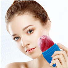 (Rose red) Silicone Ice Roller Face Massager Ice Mold Ice Cubes Beauty Tool Facial Icing Skincare Roller