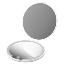 Miroir de Maquillage Compact à LED Rechargeable, Petit, Pliable, 3 Couleurs D'Éclairage, Batterie Intégrée 600 MAh