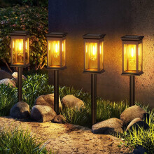 LED-tuinverlichting op zonne-energie voor buiten, set van 6 standaardlampen op zonne-energie voor tuin, terras en pad.
