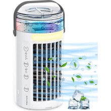 Draagbare luchtkoeler, 450 ml verdampingsairconditioner, 4-in-1 luchtbevochtiger, 3 snelheden en 2 standen voor kantoor en slaapkamer