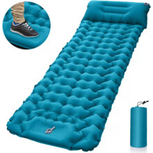 Opblaasbaar kampeerslaapmatje, 9 cm dik luchtkussen met voetpomp, ultralicht waterdicht kampeermatras voor rugzak.