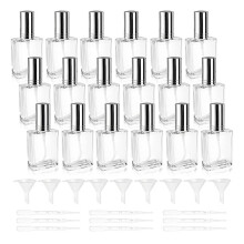 Bottiglie di Profumo In Vetro Trasparente da 15 Ml, Confezione da 20, Atomizzatore A Nebbia Fine, Formato da Viaggio, con Accessori