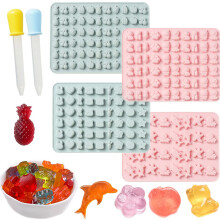 Moldes de silicona para caramelos, juego de 4 moldes de ositos de goma de colores para dulces y postres caseros.