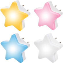 Lámpara de noche LED con forma de estrella, lámpara de noche enchufable sensible a la luz, 80 x 80 mm, luz cálida y suave.