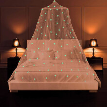 Mosquitera para cama con estrellas luminosas, protección contra insectos sin necesidad de taladrar para camas dobles, ideal para viajes y el