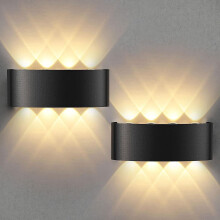 Aplique de pared interior (paquete de 2), lámpara de pared de aluminio de 8 W con luz ascendente y descendente, IP65, luz blanca cálida, apl