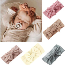Diadema para bebé, paquete de 5 cintas para el cabello con lazo, accesorios para el cabello de punto de alta elasticidad para bebés, multico