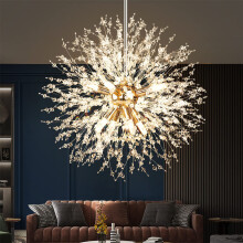 Lámpara de techo de cristal Dandelion, base para bombilla G9, bombillas no incluidas, requiere 8 bombillas, lámpara de techo de 40 cm de diá