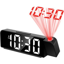 Reloj despertador digital con proyección giratoria de 180 grados, pantalla LED de hora y temperatura, regulable, para dormitorio.