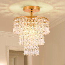 Lámpara de techo empotrada de cristal, 200 x 290 mm, estilo araña, para sala de estar, acabado dorado, decoración elegante.
