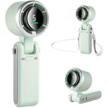 Mini ventilador portátil, 12 horas, ventilador de bolsillo para escritorio o cuello con 5 velocidades y motor sin escobillas, ventilador rec