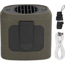 Ventilador de cuello portátil recargable de 8000 mAh, 3 velocidades, potente flujo de aire, color verde militar, ideal para trabajos al aire