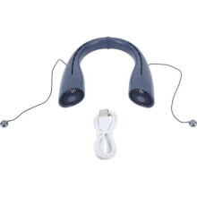 Ventilador de cuello sin aspas recargable por USB de 4000 mAh, silencioso, portátil, manos libres y con auriculares integrados, color azul.
