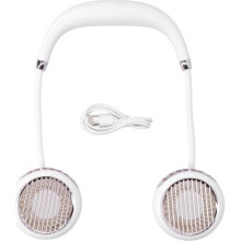 Ventilador de cuello recargable por USB, portátil y ajustable, con manos libres, ideal para usar al aire libre en verano.