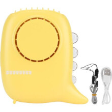 Ventilador de cuello portátil recargable por USB, mini ventilador personal de 3 velocidades, amarillo, ligero y manos libres.