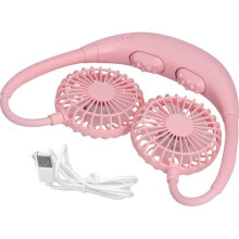 Ventilador de cuello portátil en forma de U con masaje, 3 velocidades ajustables y luces de colores, para refrescarse sin usar las manos.