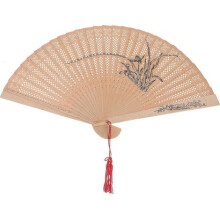 Elegante abanico plegable de sándalo, decoración floral calada de estilo antiguo, pieza decorativa de verano, diseño de orquídeas, 58