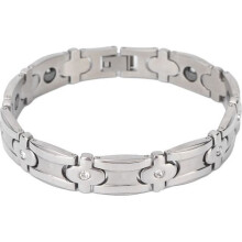 Pulsera magnética para hombres y mujeres, acero de titanio plateado, pulsera terapéutica unisex para alivio del dolor y alivio de la fatiga.