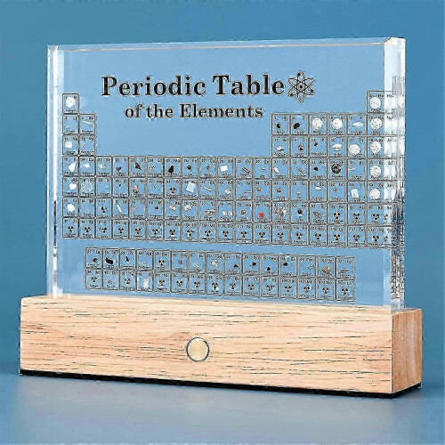 Periodic Table with Real Elements Inside, Table of Elements, Acrylic Periodic Table Display with 83 Elements & 7 Color Lights 1