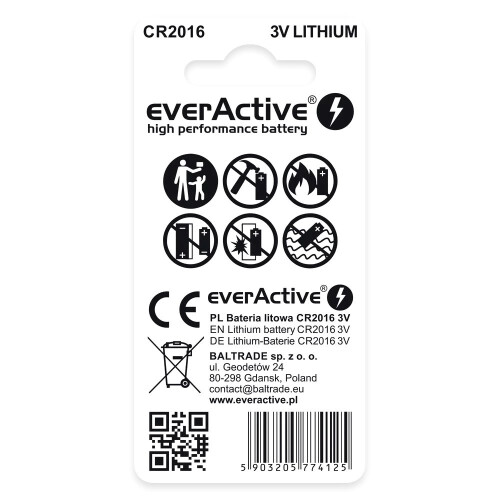 Lithium batteries mini everActive CR2016 blister 2 pcs. 1