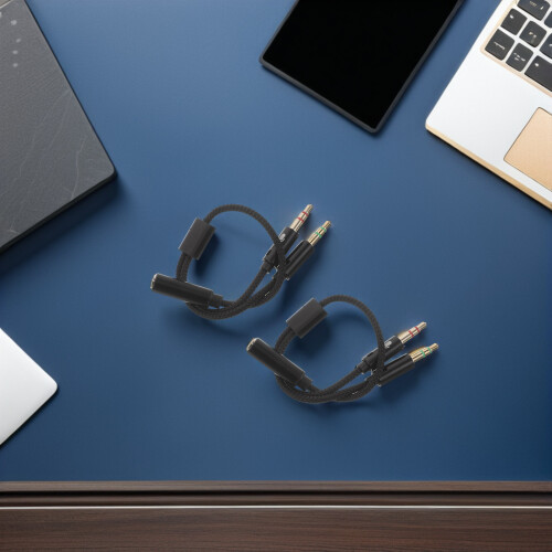 5St Dual Audio Adapter Voor Headset En Microfoon Gaming 2