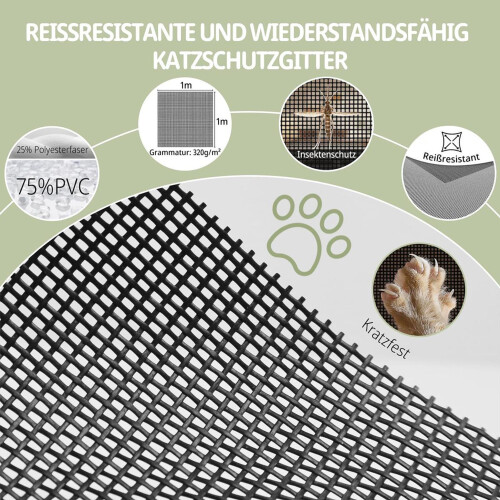 Self-Adhesive Nano Insect Screen Window Mesh, Tear-Resistant, No-Drill Hook and Loop Fixing, Cat-Resistant 2