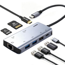 8-in-1 USB-C Laptop Docking Station with 4K HDMI, 100W Power Delivery, 2 USB 3.0 Ports, Compatible with Windows, Mac OS