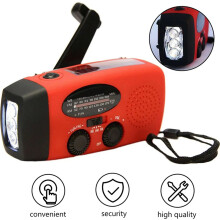 Solar Radio, Multifunction Portable Outdoor Crank Radio with AM FM Weather Radio, Emergency SOS Alarm, Red