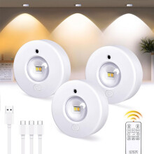 3 Pack Under Cabinet LED Light, USB Rechargeable, Dimmable with 3 Color Temperatures, Touch and Remote Control, Magnetic