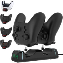 Controller Charging Station with 2 USB-C Dongle Adapters and LED Indicator Lights for Game Controller Charging