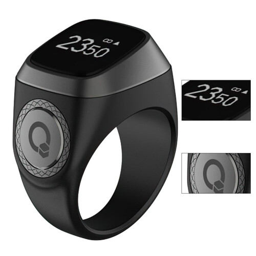 Digital Tasbih Ring 22mm with Bluetooth, OLED Display, Vibration Alarm, USB Charging, Adjustable Prayer Counter