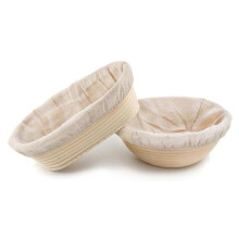 Handmade Indonesian Rattan Proofing Baskets, 2-Pack Bread Dough Rising and Shaping Basket Set