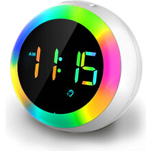 Voice Activated Alarm Clock, Dimmable Display, Dual Alarm Settings, Temperature Display, Compact Bedside Clock