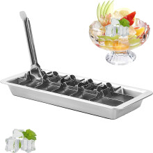Stainless Steel Ice Cube Tray, BPA Free, Lever Handle for Easy Release, 18 Cubes per Batch, Suitable for Parties and Kit