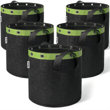 5 Pack 25L Grow Bags, Durable Thick Nonwoven Fabric Pots with Sturdy Handles, 35 x 28 cm, Black