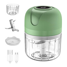 Electric Mini Food Chopper 250 ml, Garlic and Vegetable Cutter, USB Rechargeable, Compact Multichopper for Kitchen and B
