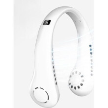 Portable Neck Fan, 5000 mAh Rechargeable USB Neck Fan with 5 Speeds, Personal Wearable Cooling Fan, White
