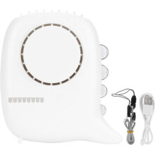 Portable USB Rechargeable Neck Fan with 3 Speeds, Compact White Personal Cooling Fan