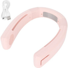 USB Rechargeable Neck Fan, 80 Air Vents, 4000-5500 RPM, Portable Pink Fan for Home and Outdoor Use