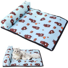 Cooling Mat for Dogs and Cats, Ice Silk Cooling Pad for Kennels, Light Blue, Soft Breathable Pet Bedding