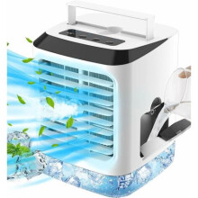 Portable Mini Air Cooler, 4 in 1 Quiet Evaporative Air Conditioner with LED Display, Energy Class A, Compact for Home an