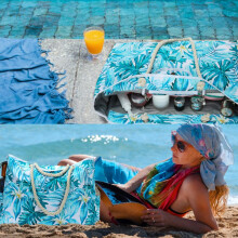 Beach Bag Large beach bag with zipper, waterproof & sandproof (women's shoulder bag / tote bag / shopper, fitness & travel bag for beach, po