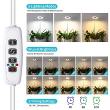 Lampes Horticoles Annulaires pour Petites Plantes D'Intérieur, Lumière LED à Complet Blanc Chaud et Blanc, Hauteur Réglable avec Adaptateur