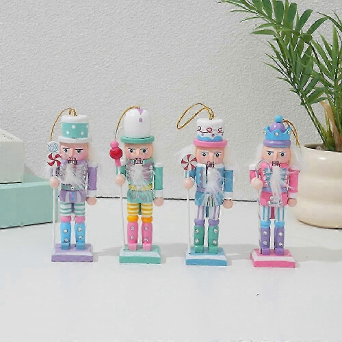 4Pcs Wooden Nutcracker Candy Ornaments Set for Christmas Decorations 1