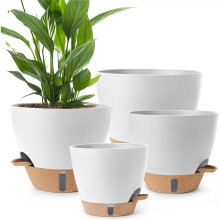 Plant Pots,12/10/9/8/ Inch Large Plastic Self Watering Flower Pots Indoor Outdoor with Drainage Holes, Deep Reservoir